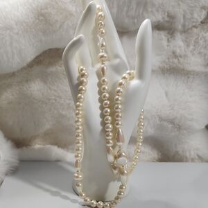 Vintage Multi-Strand Faux Baroque Pearl Necklace.